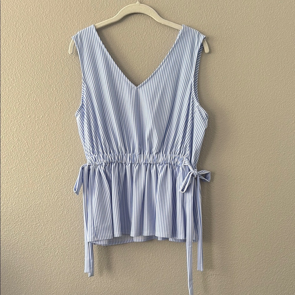 Jude Connally Blue Sleeveless Peplum Blouse